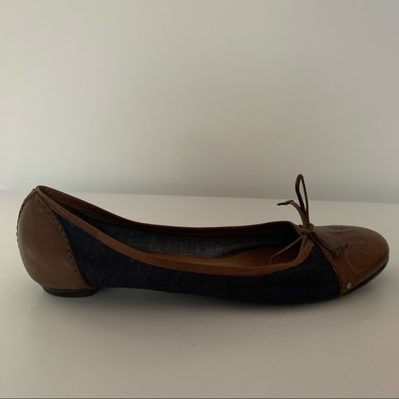 Chloe Denim Leather Flats - Picture 3 of 13